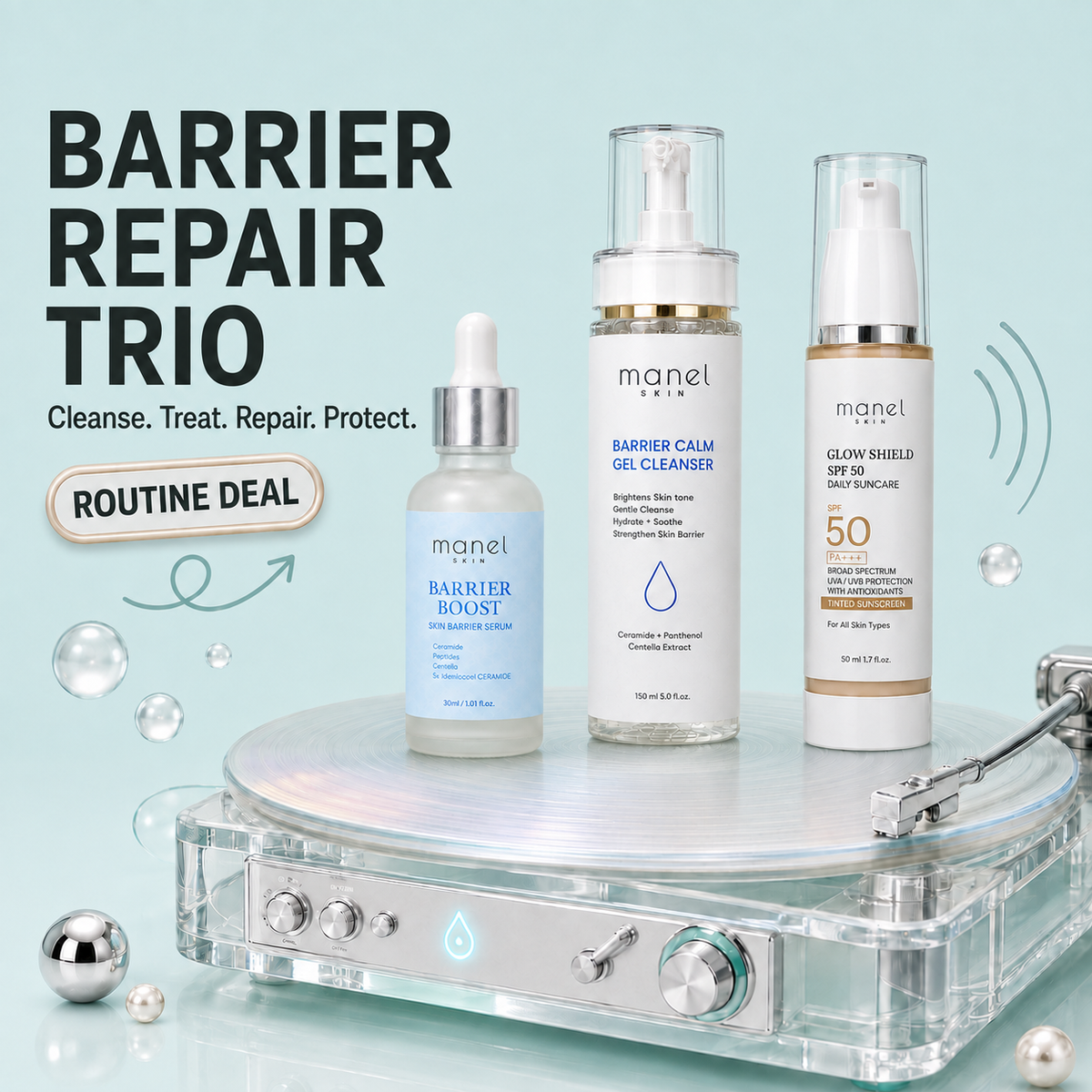 Barrier Repair Trio - ( Get Cleanser Face wash + Barrier Boost Serum + Tinted Sunscreen SPF 50 )