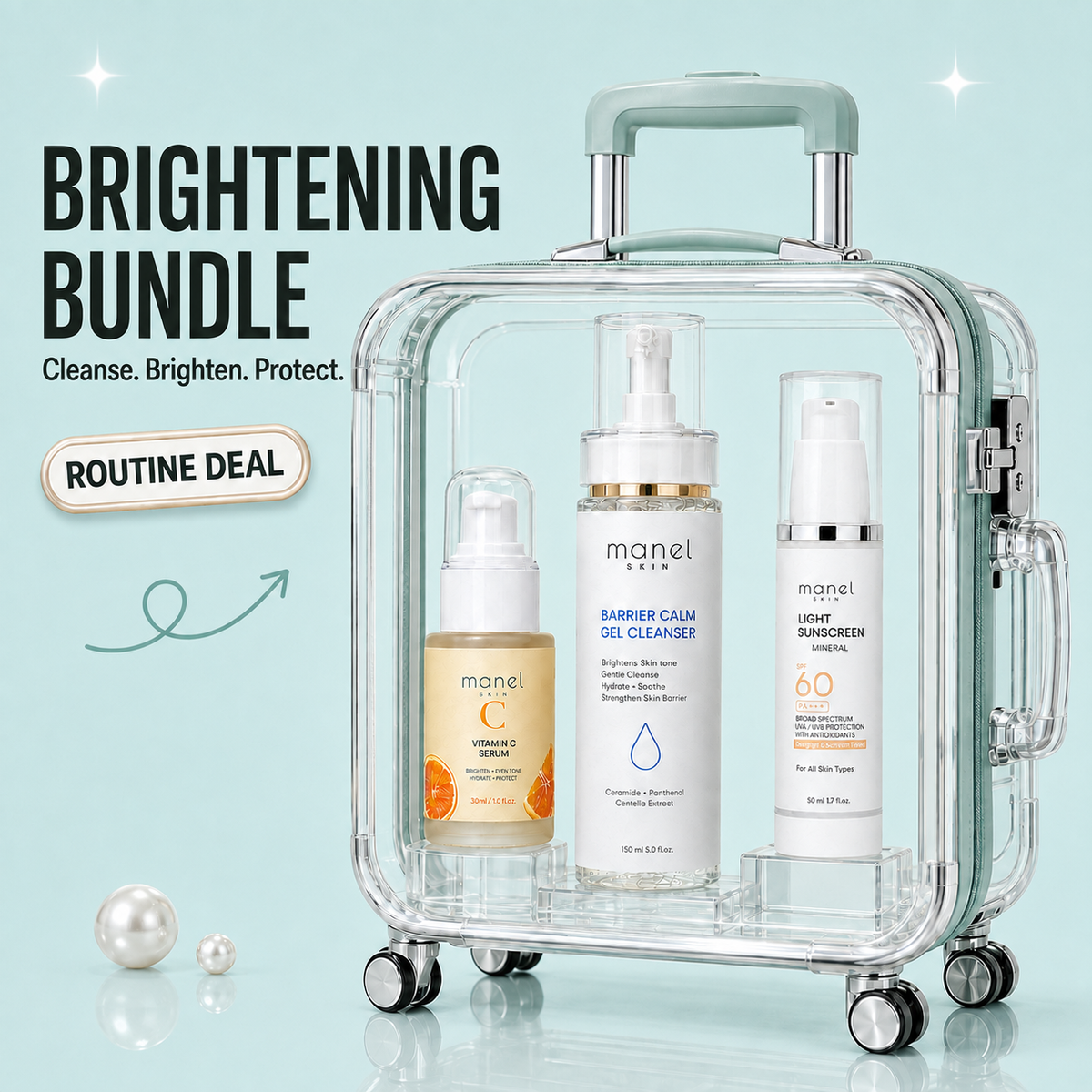 Brightening Bundle - ( Get Cleanser Face Wash + Vitamin C Serum + Mineral Sunscreen SPF 60 )