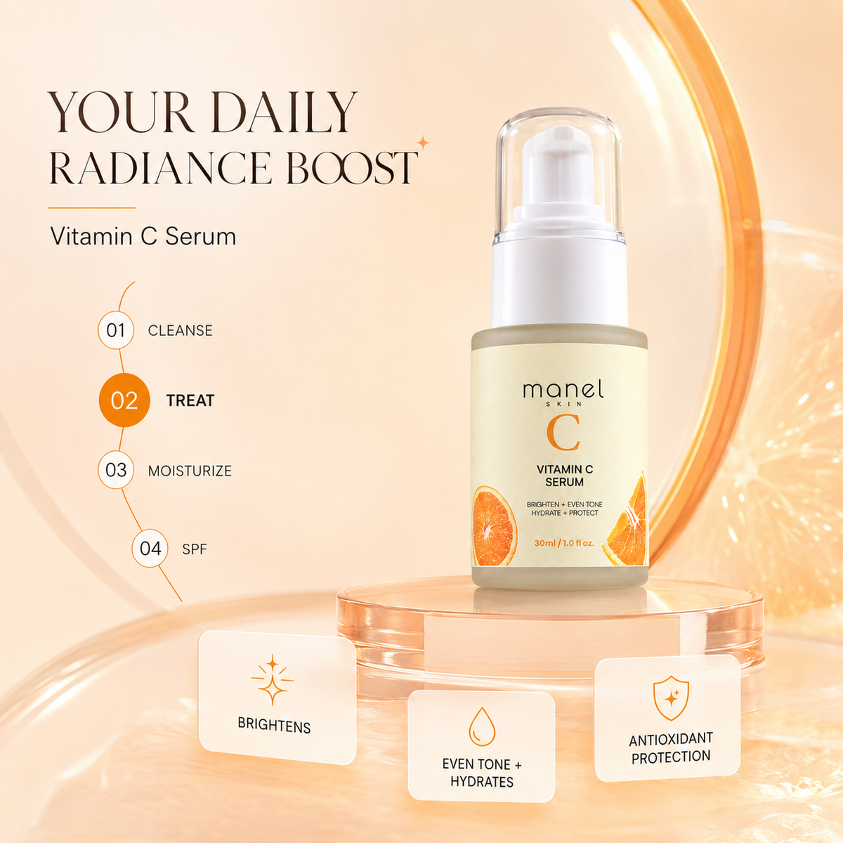 Vitamin C + Hyaluronic Acid Serum | Brightening & Hydrating Face Serum